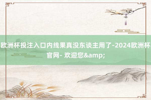 欧洲杯投注入口内线果真没东谈主用了-2024欧洲杯官网- 欢迎您&