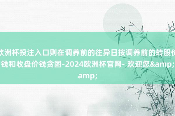 欧洲杯投注入口则在调养前的往异日按调养前的转股价钱和收盘价钱贪图-2024欧洲杯官网- 欢迎您&
