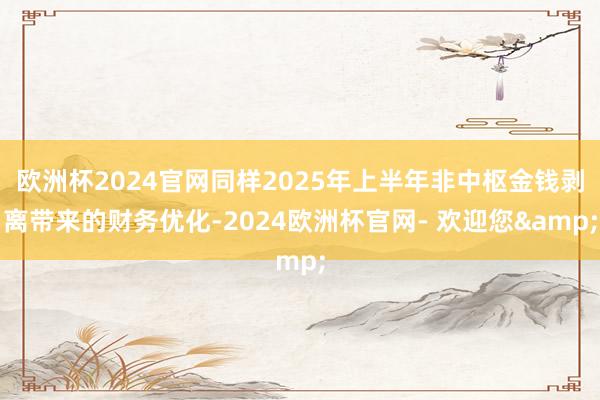 欧洲杯2024官网同样2025年上半年非中枢金钱剥离带来的财务优化-2024欧洲杯官网- 欢迎您&