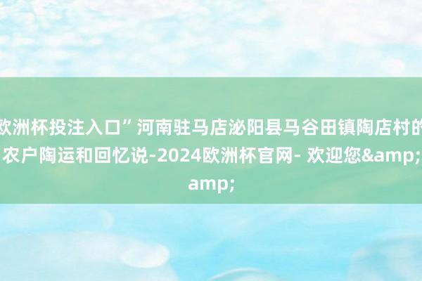 欧洲杯投注入口”河南驻马店泌阳县马谷田镇陶店村的农户陶运和回忆说-2024欧洲杯官网- 欢迎您&