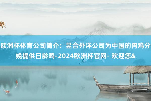 欧洲杯体育公司简介：昱合外洋公司为中国的肉鸡分娩提供日龄鸡-2024欧洲杯官网- 欢迎您&