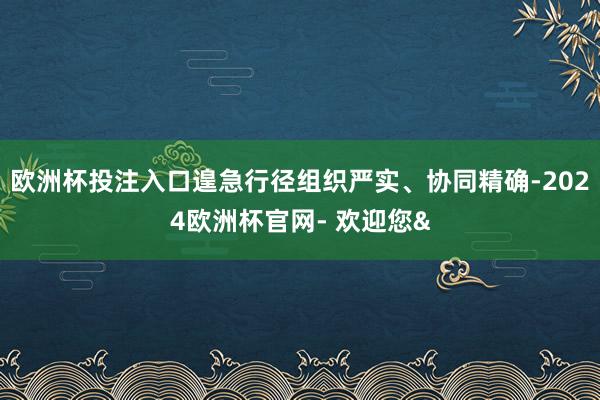 欧洲杯投注入口遑急行径组织严实、协同精确-2024欧洲杯官网- 欢迎您&