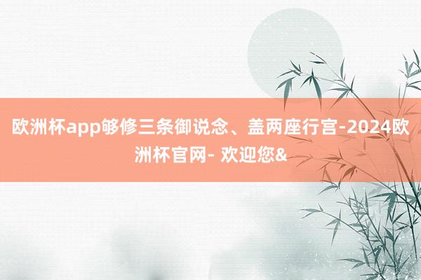 欧洲杯app够修三条御说念、盖两座行宫-2024欧洲杯官网- 欢迎您&