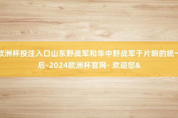 欧洲杯投注入口山东野战军和华中野战军于片晌的统一后-2024欧洲杯官网- 欢迎您&