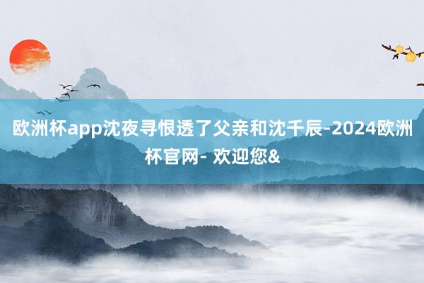 欧洲杯app沈夜寻恨透了父亲和沈千辰-2024欧洲杯官网- 欢迎您&