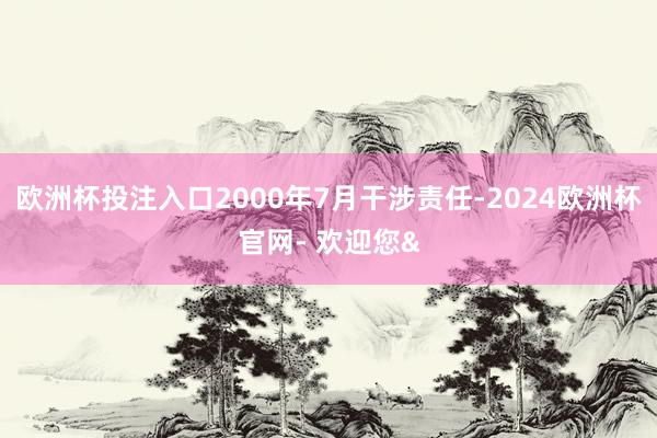 欧洲杯投注入口2000年7月干涉责任-2024欧洲杯官网- 欢迎您&