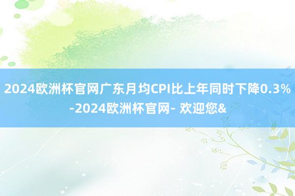 2024欧洲杯官网广东月均CPI比上年同时下降0.3%-2024欧洲杯官网- 欢迎您&